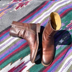 Frye James Inside Zip 87105 Mens Brown Leather Zipper Casual Dress Boots